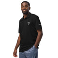 Parable Golf black 100% recycled polyester piqué polo shirt with hydrophilic finish and embroidered logo.