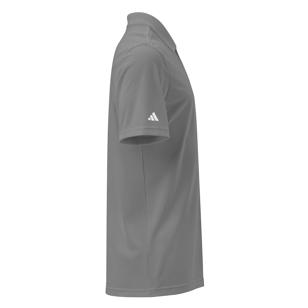 Parable Golf Ladies grey 100% recycled polyester piqué golf polo with hydrophilic finish and contrast logo on sleeve.